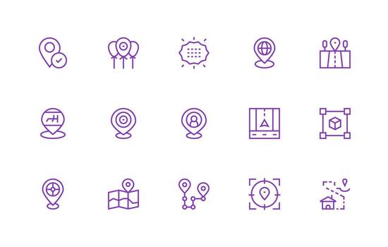 Coordinates Design Icons featuring 15 in Regular Line Style High-Quality Icon Pack vector