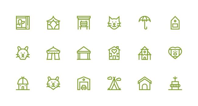 Strong Stroke Line Icons from Shelter Set with 18 Vectors Smart Icon Collection