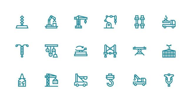Lifting Icon Set with 18 Strong Stroke Line Graphics Organized Icon Pack for Quick Access vector