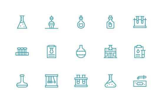 Experiment including 15 Regular Line Illustrations Scalable Icons for Cross-Platform Interfaces vector