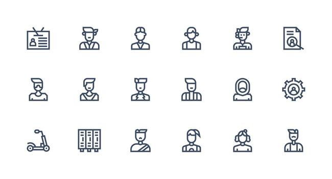 Individual Icon Set with 18 Strong Stroke Line Graphics Neutral Style Icons for Any Project vector
