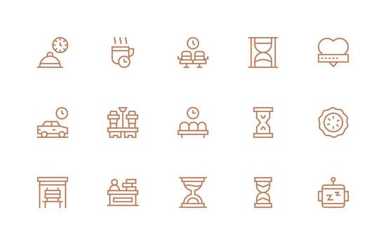 15 Icons for Waiting in Regular Line Format UI and UX Focused Icon Collection vector