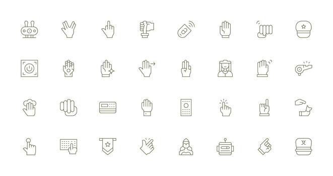 mando icono conjunto con 32 Delgado línea gráficos icono paquete para ui vector