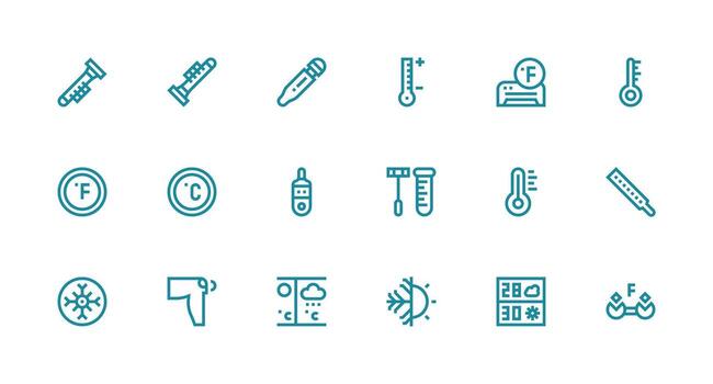 Fahrenheit visual paquete conteniendo 18 fuerte carrera línea íconos icono conjunto para proyectos vector
