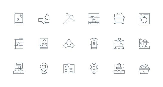 Resource Set with 18 Minimal Line Icons Sharp Icons for Presentations vector