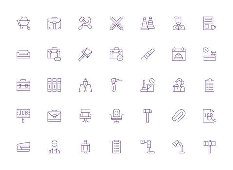 trabajo diseño íconos presentando 35 en ligero línea estilo básico icono serie vector