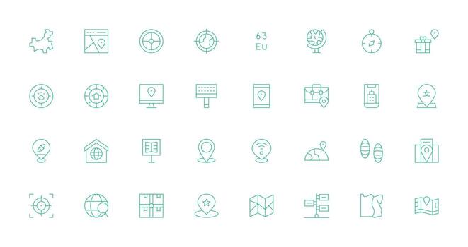 32 Thin Line Style Icons from Location Collection Quick Access Icons for UI Development vector