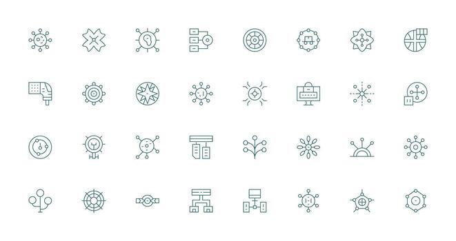 Hub Set with 32 Thin Line Icons Multi-Style Icon Collection vector