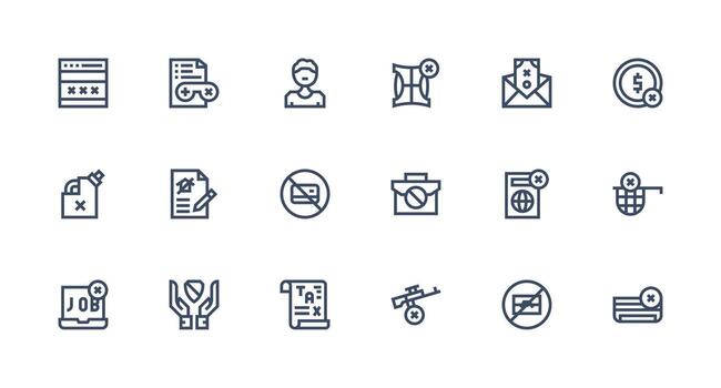 18 Strong Stroke Line Icons for Denied Graphics Core Icon Collection for Daily Tasks vector