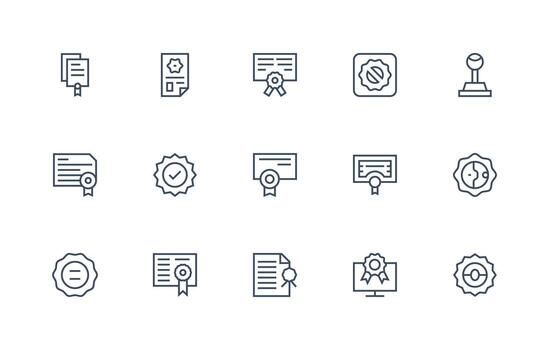 Seal Set with 15 Regular Line Icons High-Quality Icon Pack vector