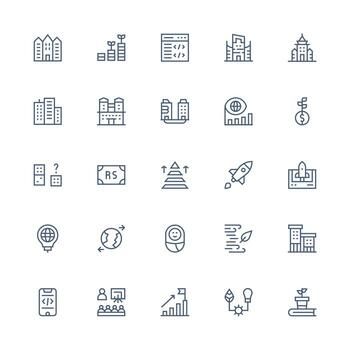 25 íconos para desarrollo en medio carrera contorno formato versátil icono colección para diseñadores vector