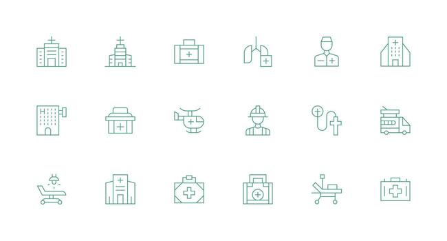 18 Minimal Line Style Icons from Ambulance Collection Flexible Icon System for Web Interfaces vector