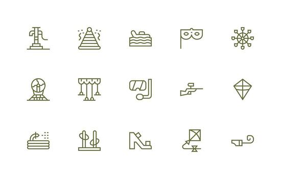 15 Regular Line Style Icons from Fun Collection Interface Icon Collection vector