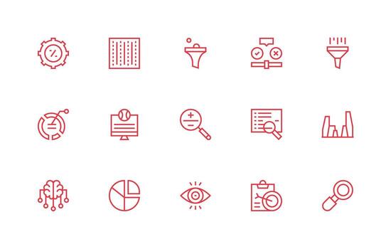 Data Analysis featuring 15 Icons in Regular Line Design Interface Icon Collection for Daily Projects vector