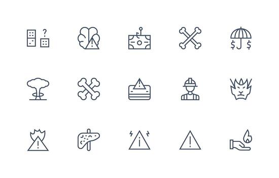 15 Regular Line Designs for Risk Icons Quick Access Icons for UI Development vector