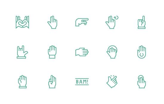 15 Gesture Icons in Regular Line Aesthetic Minimal Icon Set for Interface Projects vector
