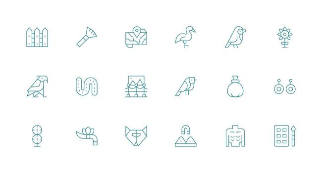 18 Minimal Line Style Icons from Contour Collection Quick Access Icons for UI Development vector