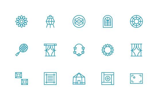 regular línea estilo marco íconos con 15 vectores organizado glifo íconos para rápido diseño