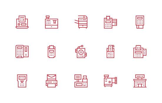 15 regular línea estilo íconos desde escáner colección esencial icono conjunto para equipos vector