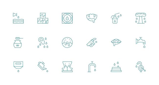 mínimo línea estilo goteo íconos con 18 vectores monitor icono paquete