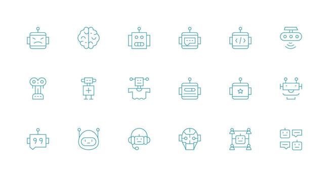 ai presentando 18 íconos en mínimo línea diseño estilo icono conjunto vector