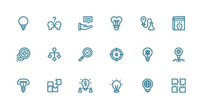 18 Strong Stroke Line Icons for ProblemSolving Graphics Icon Set for Web vector