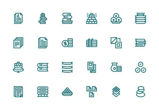 Stack Icon Collection with 24 Thick Line Line Designs Icon Pack for UI vector
