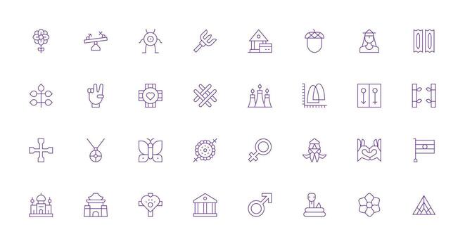 Symbolism Visual Pack containing 32 Thin Line Icons Scalable Icons for All Themes vector