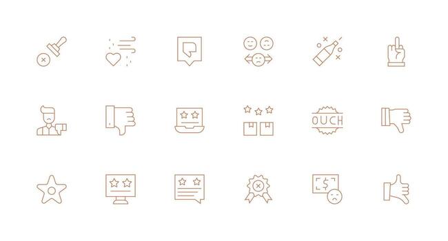 Bad Icon Set with 18 Minimal Line Graphics Icon Set for Apps vector