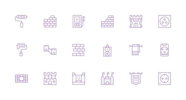 Wall Icon Set with 18 Minimal Line Graphics Interface Icon Collection for Daily Projects vector