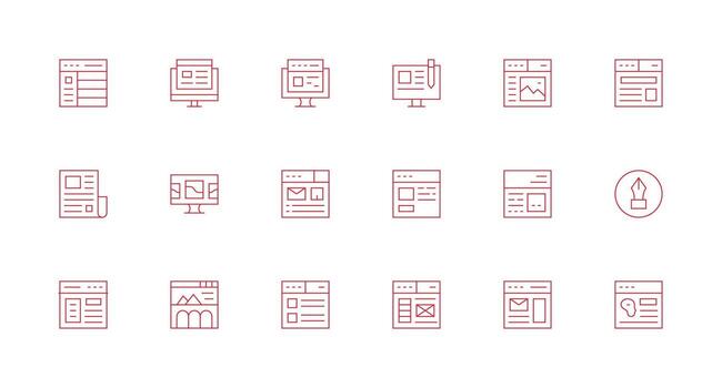 18 Minimal Line Vectors for Blog Theme Reusable Icon Set