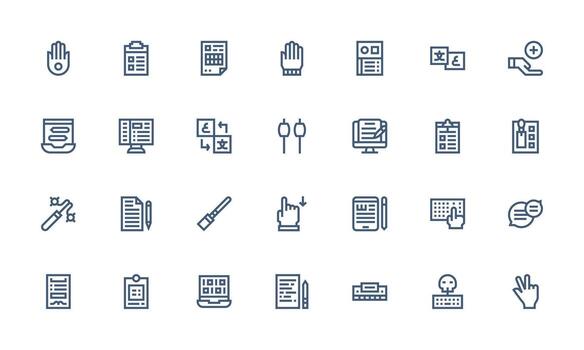 entrada icono conjunto con 28 negrita línea gráficos estilo icono conjunto vector