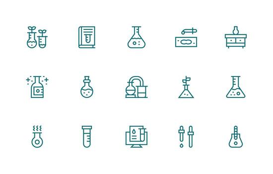 15 regular línea íconos para prueba tubo gráficos organizado glifo íconos para rápido diseño vector