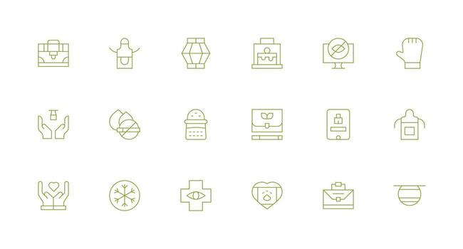 Protect Set with 18 Minimal Line Icons Flat Icon Set vector