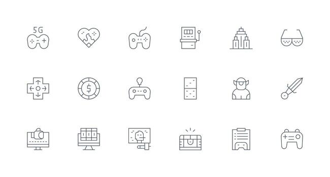 Gaming Icon Collection with 18 Minimal Line Designs Neatly Designed Icons for Web Platforms vector