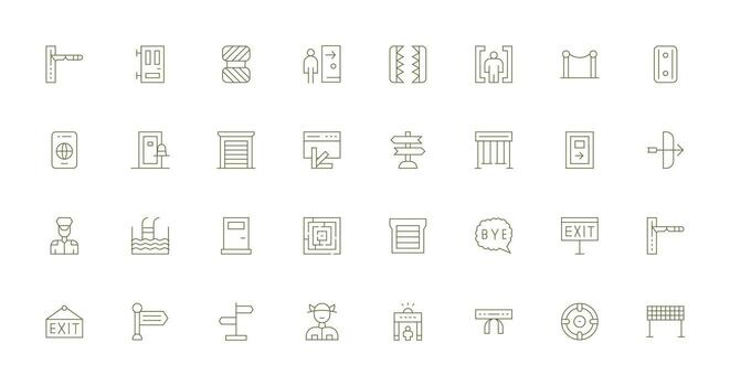 Delgado línea íconos desde salida conjunto con 32 vectores limpiar icono conjunto icono paquete para ui proyectos