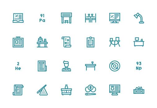 Table featuring 24 Icons in Thick Line Line Design Fully Editable Icon Set for Web vector