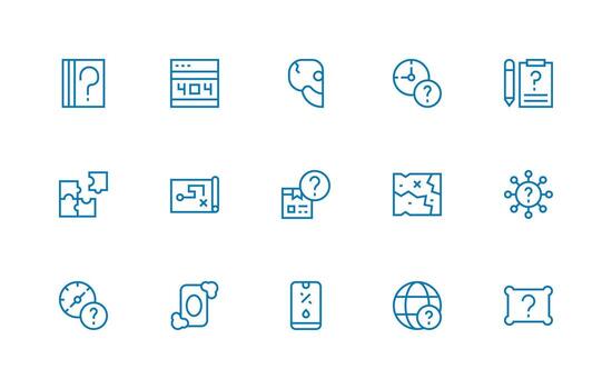 Missing Icon Collection with 15 Regular Line Designs Simple Icon Pack vector