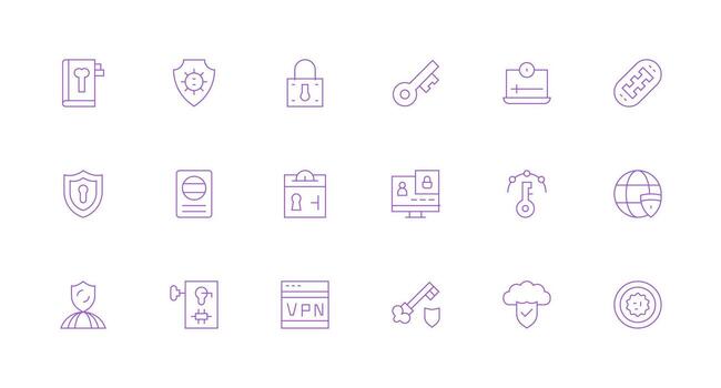 Encryption including 18 Minimal Line Illustrations Icon Pack for Various Themes vector