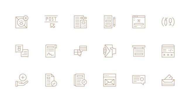 18 Minimal Line Vectors for Submit Theme Icon Set