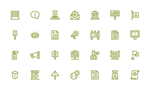 Notice Design Icons featuring 28 in Bold Line Style High-Resolution Icons for Any Platform vector
