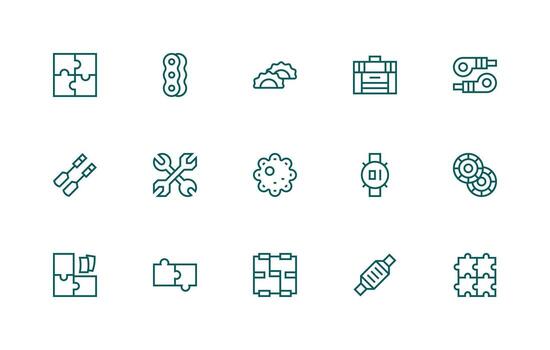 15 Regular Line Style Icons from Parts Collection Simple Icons for Interface and Wireframes vector