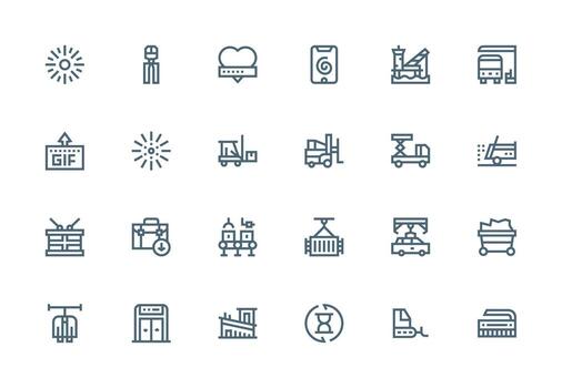 Loading Design Icons featuring 24 in Thick Line Line Style Fully Editable Icon Set for Web vector