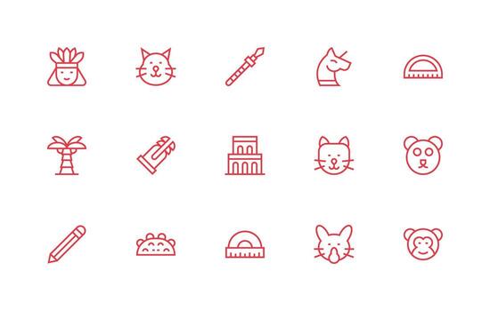 15 regular línea diseños para dibujo íconos icono conjunto para aplicaciones vector