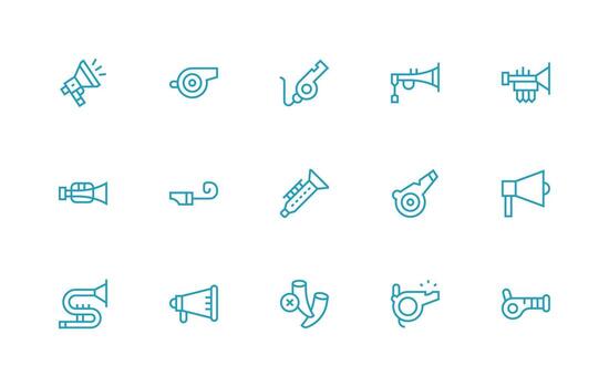 15 Regular Line Icons for Horn Graphics Essential Icons for Rapid UI Building vector