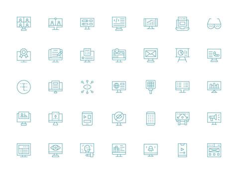Light Line Icons from Screen Set with 35 Vectors Compact Icon Set