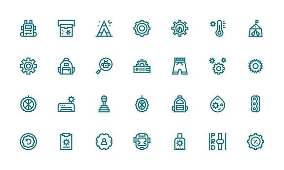 Gear Icon Set with 28 Bold Line Graphics Icons Built for Visual Consistency Pack vector