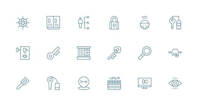 llave visual paquete conteniendo 18 mínimo línea íconos web y aplicación icono paquete colección vector