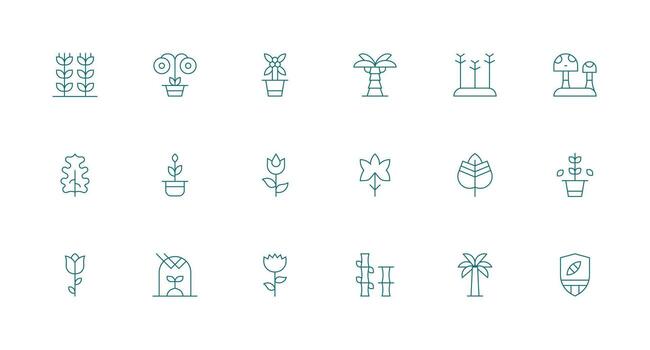 Botany Icon Set with 18 Minimal Line Graphics General Use Icon Pack vector