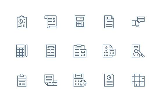 hoja de cálculo icono colección con 15 regular línea diseños ui y ux enfocado icono colección vector